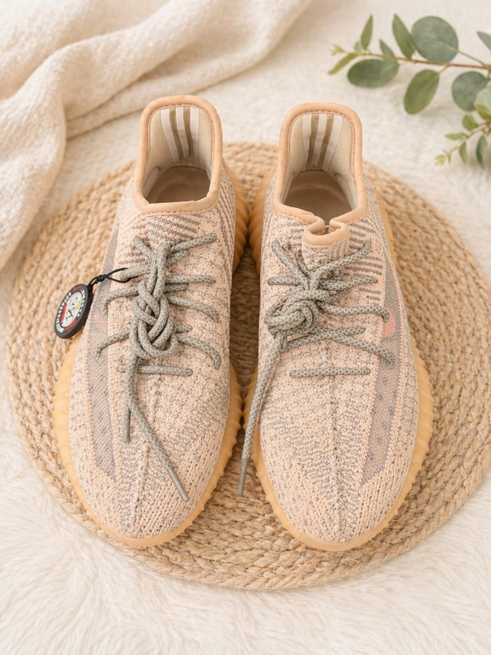 Yeezy Adidas Women's Knit Sneakers in Beige and Tan